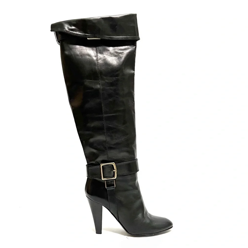 COACH | Vintage 1990s black leather over the knee heeled fashion boots